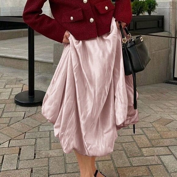 Pink Casual Women's Plain Color Pencil Skirt - Picture 7 of 11